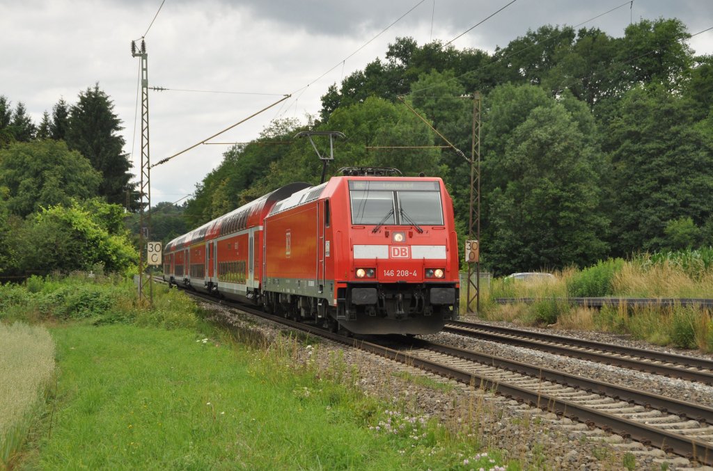 146 208 mit IRE 4227 nach Lindau bei Ebersbach/Fils am 23.6.2011