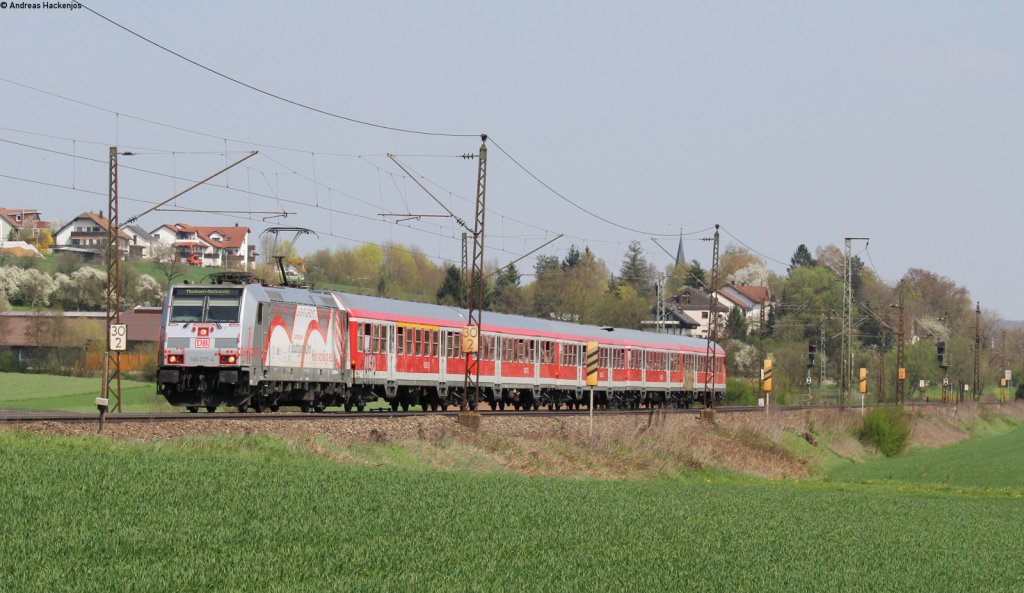 146 227-4  Bahnprojekt Stuttgart-Ulm  mit dem RE 19228 (Ulm Hbf-Mosbach Neckarelz) bei Ebersbach 24.4.13