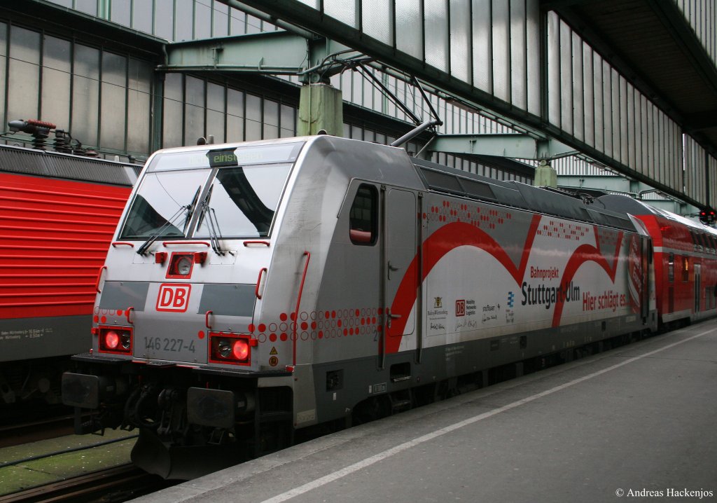 146 227-4  Stuttgart21  mit dem RE 19117(Karlsruhe Hbf-Stuttgart Hbf) in Stuttgart Hbf 23.1.10