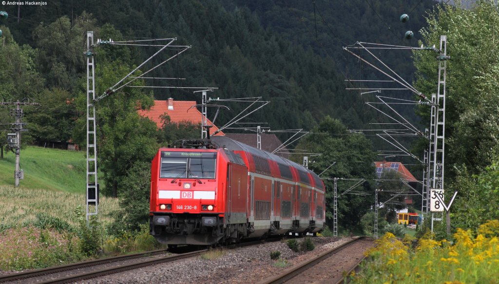 146 230-8 mit dem IRE 5315 (Karlsruhe Hbf-Kreuzlingen) bei Gutach 26.8.12
