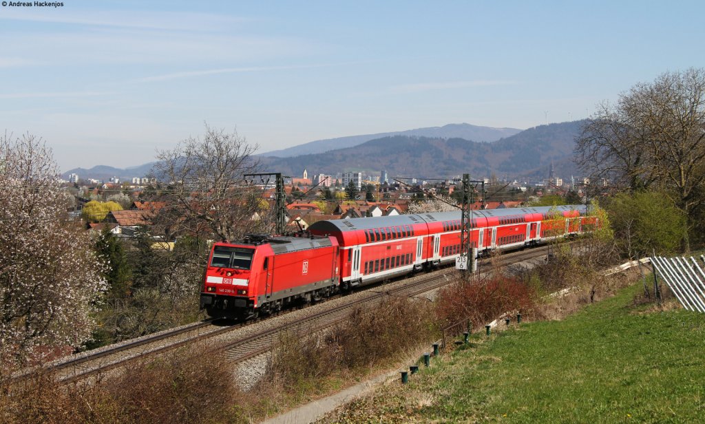 146 230-8 mit dem RE 26517  (Offenburg-Basel Bad Bf) bei Freiburg 2.4.12