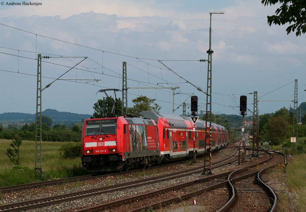 146 231-6  Triberger Wasserf�lle  und 239-9  Hausach  mit dem RE 5190 (Kreuzlingen-Karlsruhe Hbf) bei Welschingen 29.5.10