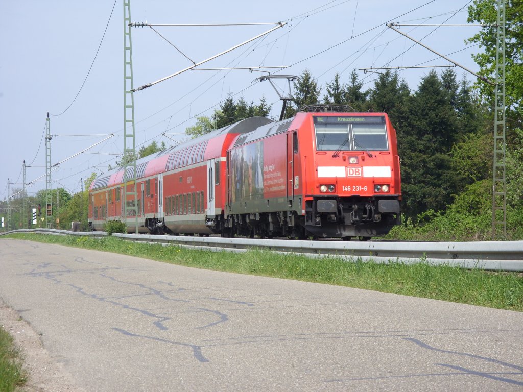 146 231 hatte heute die Aufgabe den RE nach Kreuzlingen zu bringen. Aufgenommen in RA-Niederb�hl.