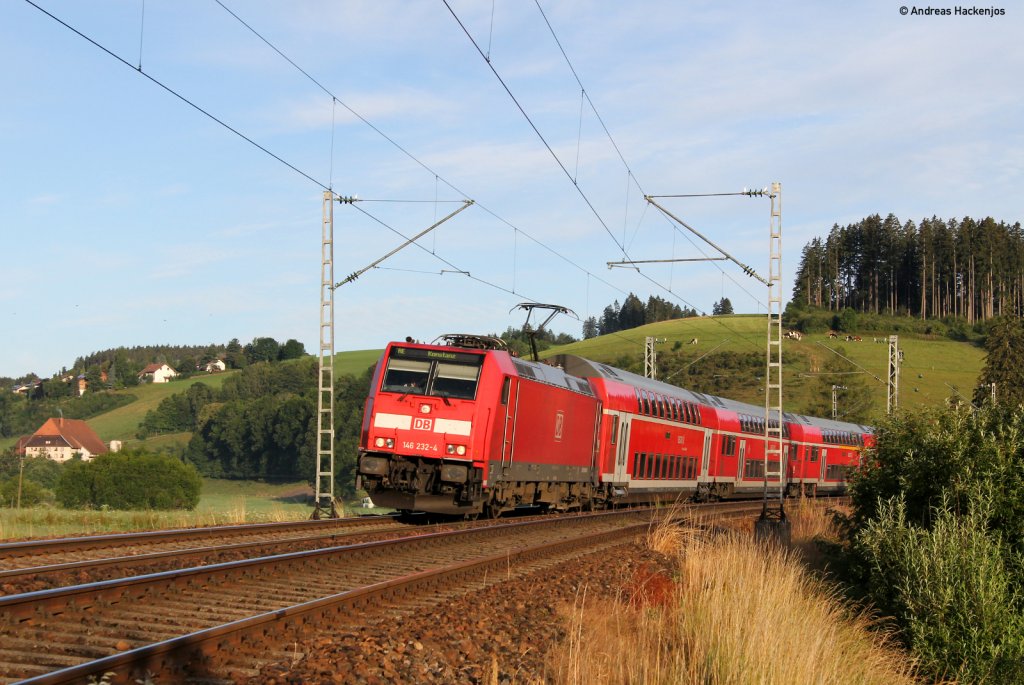 146 232-4 mit dem RE 4705 (Karlsruhe Hbf-Konstanz) bei St.Georgen 16.7.11