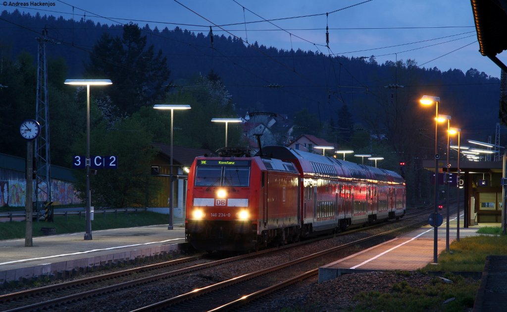146 234-0 mit dem IRE 4723 (Karlsruhe Hbf-Konstanz) in St.Georgen 27.4.11