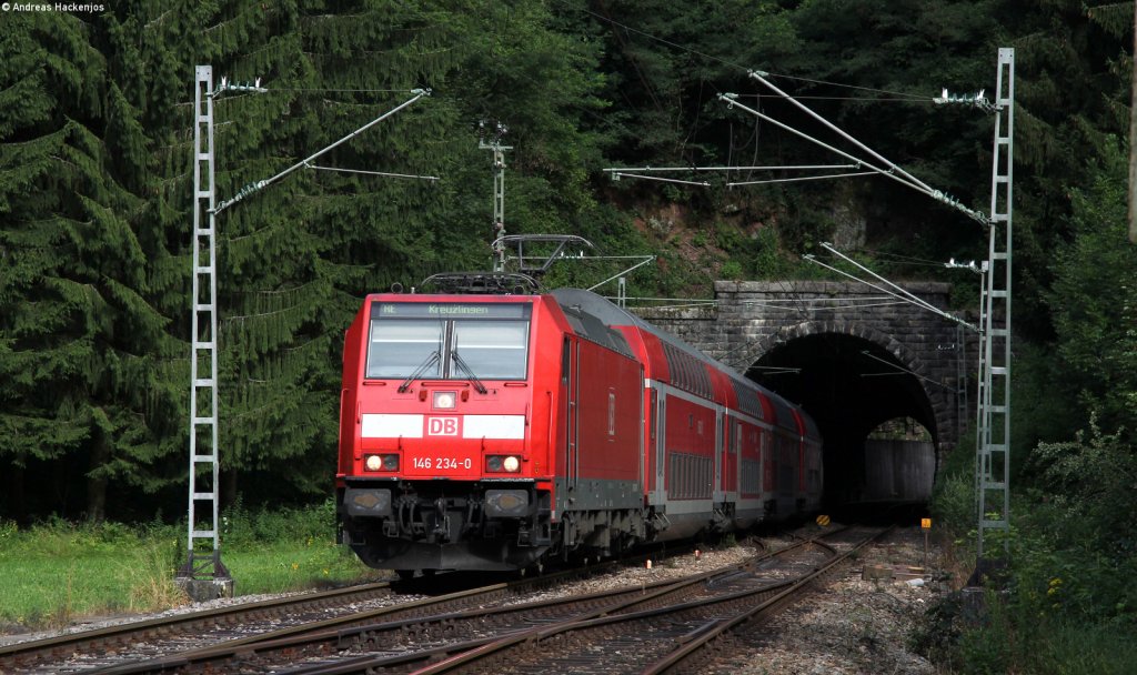 146 234-0 mit dem RE 5311 (Karlsruhe Hbf-Kreuzlingen) bei Niederwasser 31.7.12