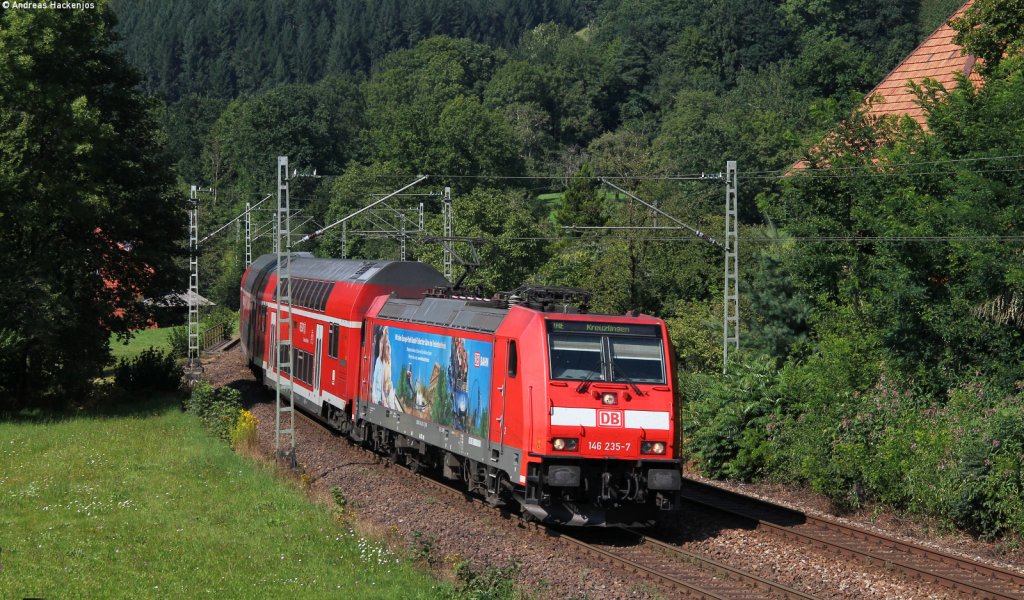 146 235-7  Europpark Rust  mit dem IRE 5325 (Karlsruhe Hbf-Kreuzlingen) bei Gutach 10.8.12