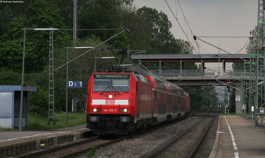 146 236-5  Triberg  und 230-8 mit dem IRE 5312 (Kreuzlingen-Karlsruhe Hbf) in Donaueschingen 24.5.12