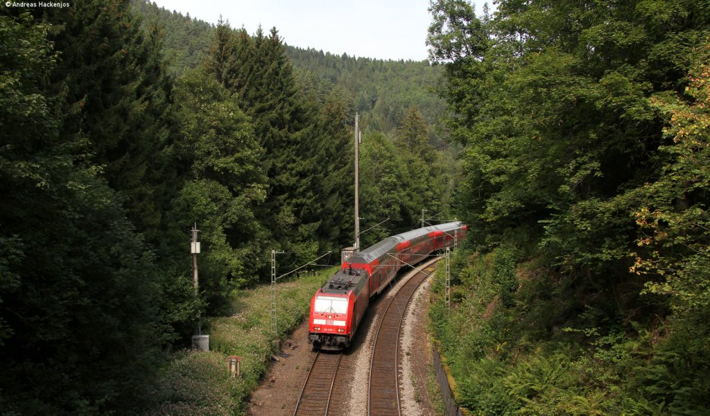 146 238-1 mit dem IRE 5321 (Karlsruhe Hbf-Kreuzlingen) bei Niederwasser 21.8.12