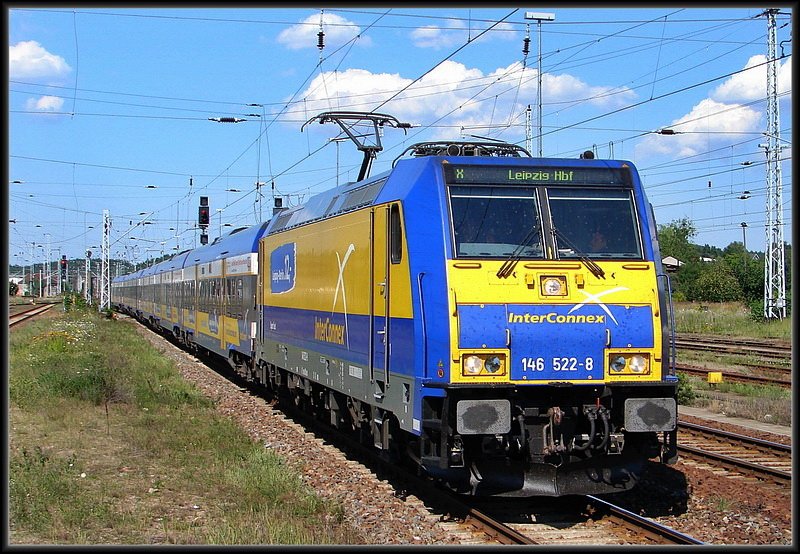 146 522-8 fhrt als -X80004- nach Leipzig.  Neustrelitz am 29.07.08