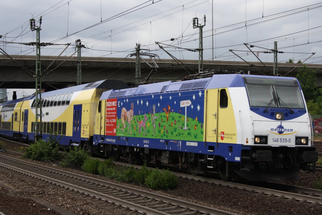 146 535 in Hamburg Harburg mit einem ME nach Uelzen am 06.07.2010