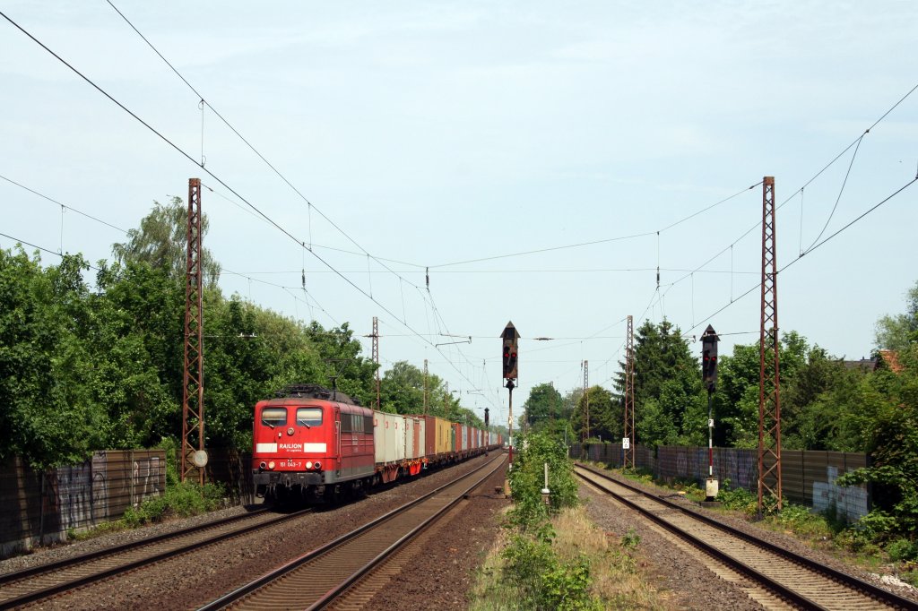 151 043-7 durchf�hrt am 22.05.'12 mit einem Containerzug Barnten s�dw�rts