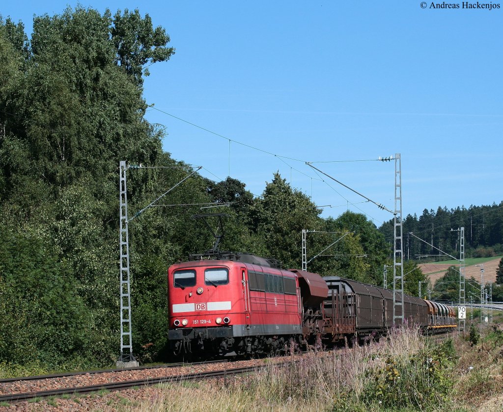 151 129-4 mit dem FZT 55834 (Villingen-Offenburg Gbf) am km 70,0 31.8.09