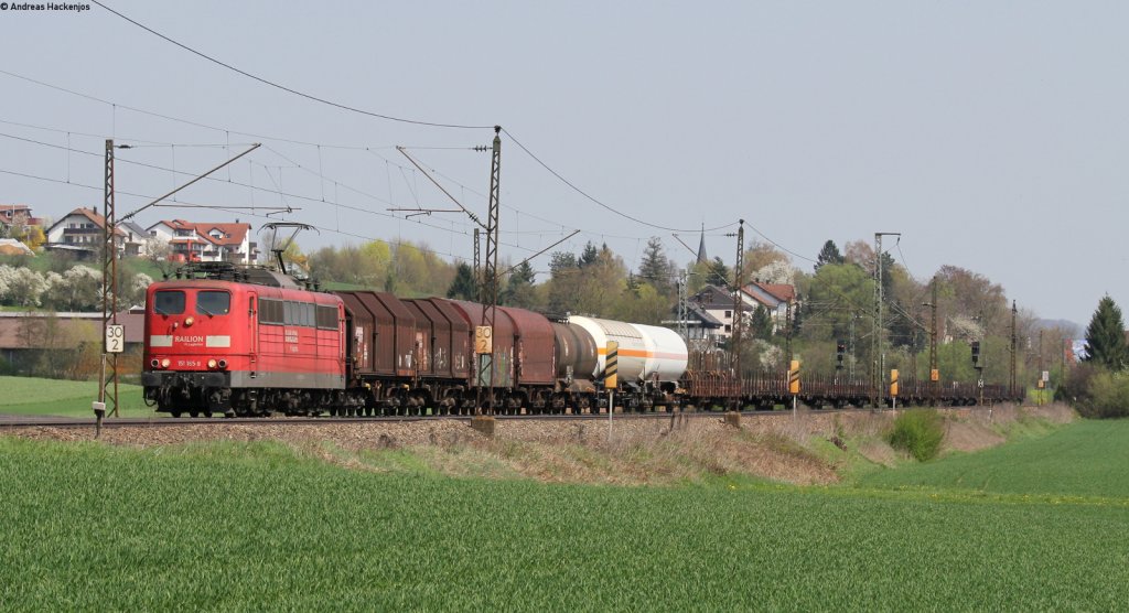 151 165-8 mit einem Mischer bei Ebersbach 24.4.13