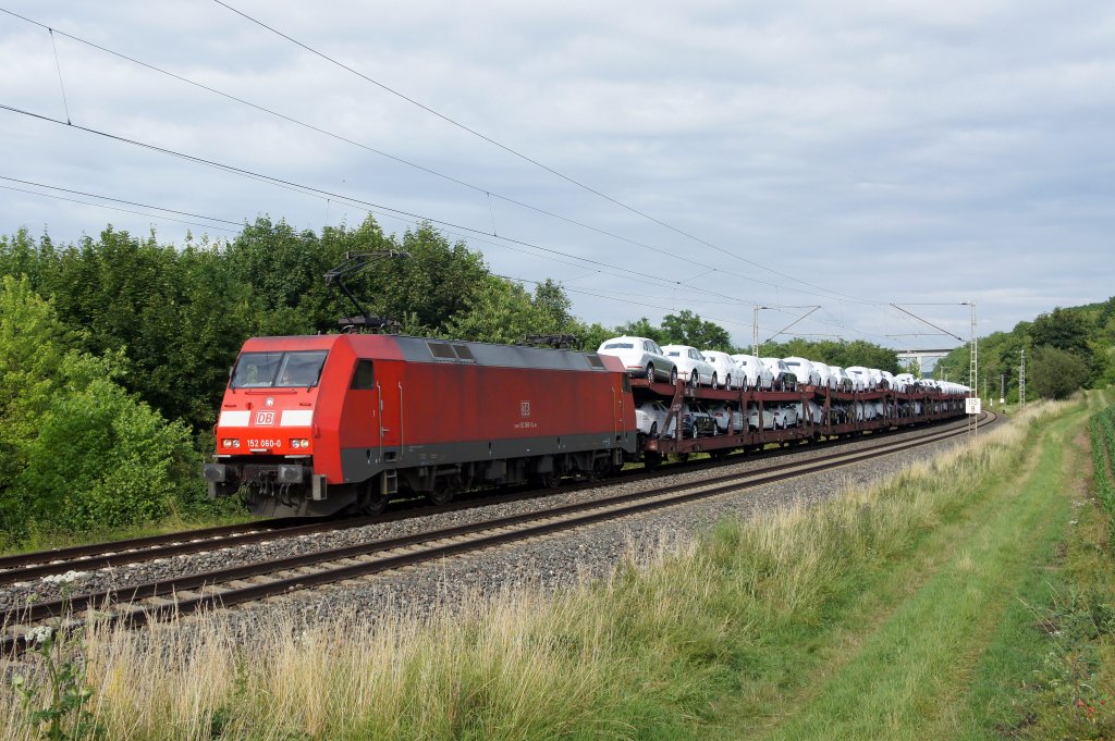 152 060 unterwegs in Richtung Wrzburg. Aufgenommen bei Ochsenfurt am 04. Juli 2013.
