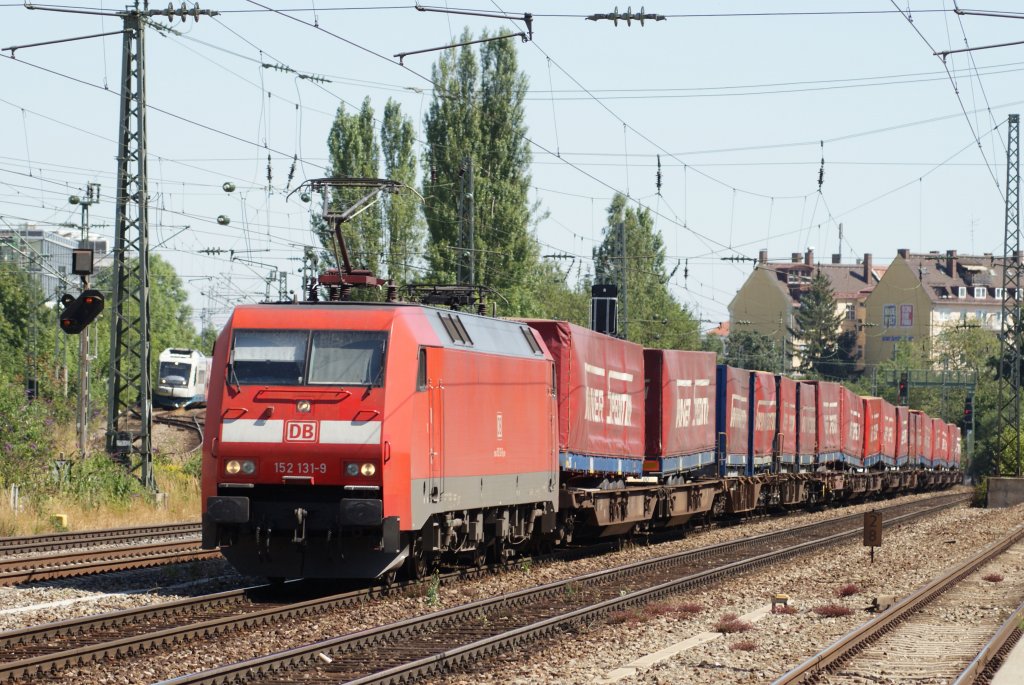 152 131-9 mit dem Winner Spedition in M�nchen Heimeranplatz am 29.07.09
