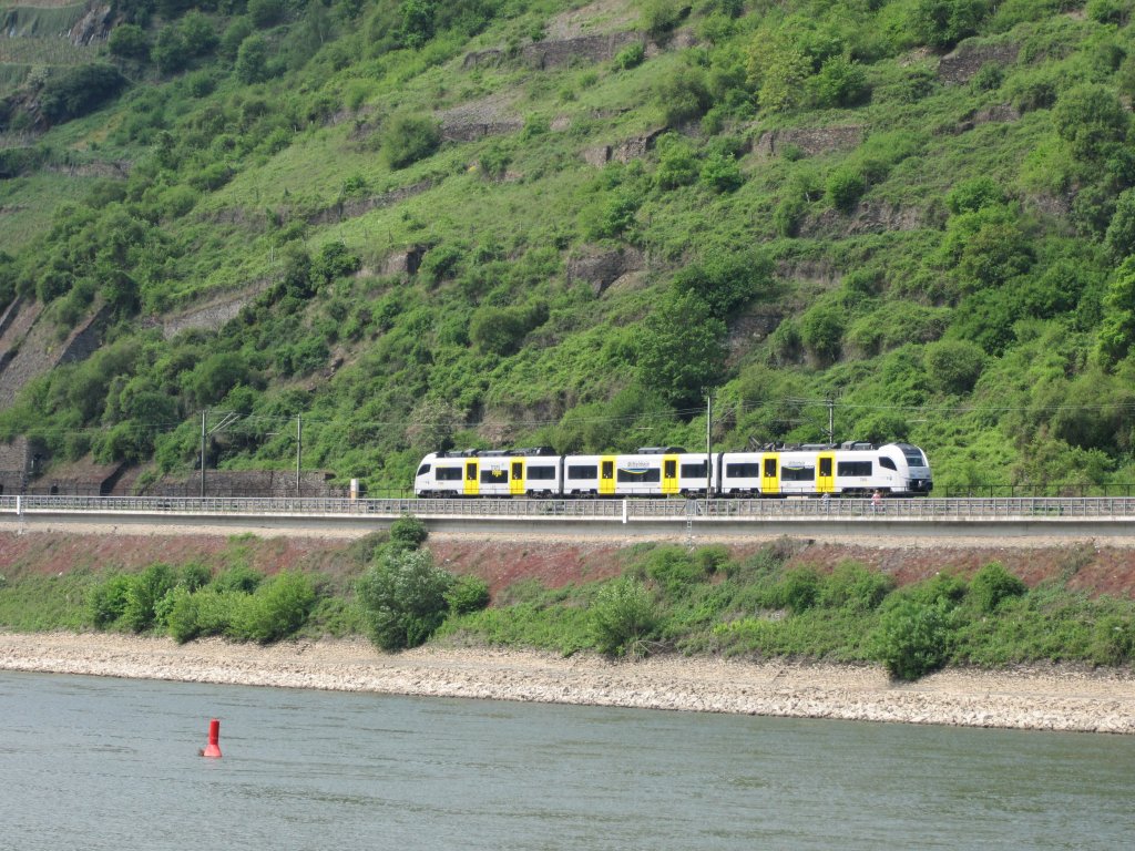 1.5.2011 11:20 Eine Baureihe 460 der trans regio Gesellschaft als Mittelrheinbahn aus Koblenz Hbf nach Mainz Hbf auf der linken Rheinstrecke zwischen St. Goar und Oberwesel.