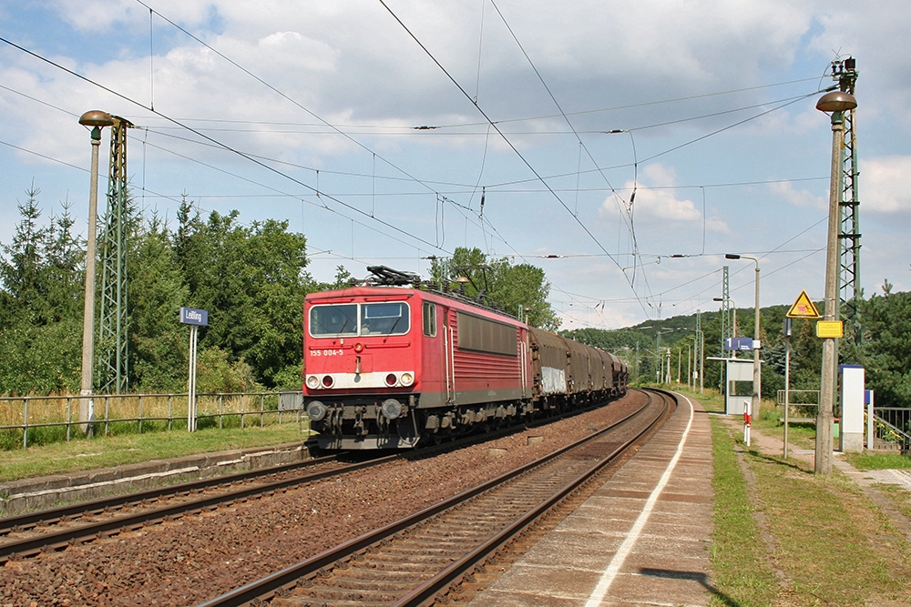 155 004 mit Gz in Richtung Naumburg/Saale (Leiling, 28.07.2011)