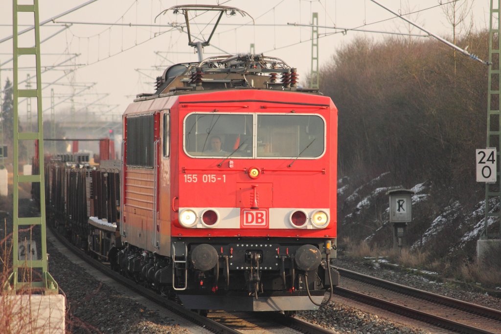 155 015-1 DB Schenker Rail bei Staffelstein am 30.01.2012.
