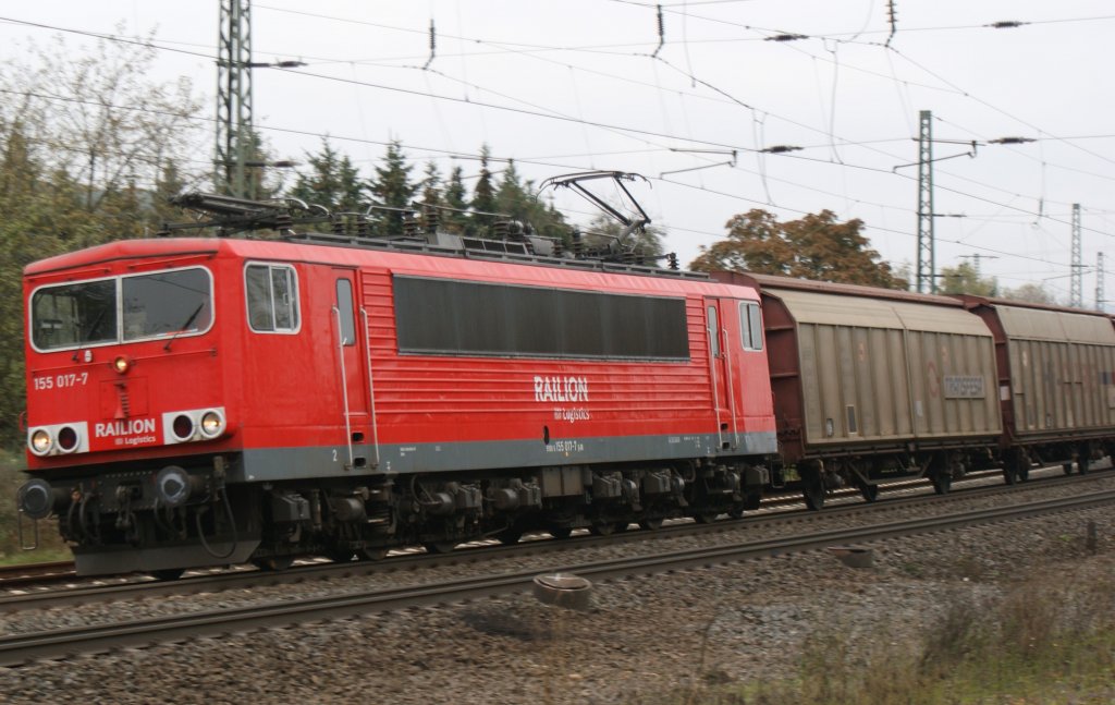 155 017-7 mit einen Gz kurz vor Fulda am24.10.2009