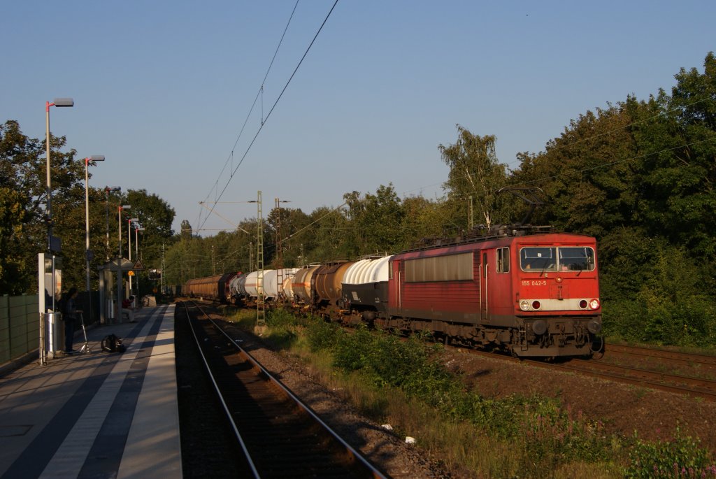 155 042-5 mit einem gemischten Gterzug in Gelsenkirchen-Buer-Nord am 01.09.2011