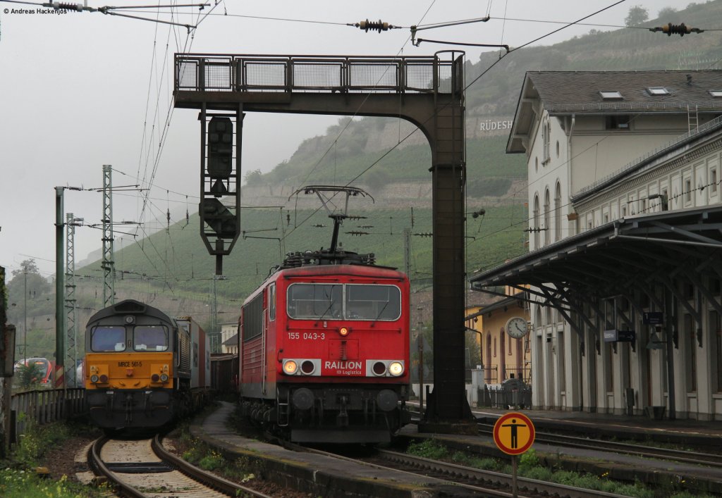 155 043-3 mit einem Mishcer in Rdesheim 10.9.11