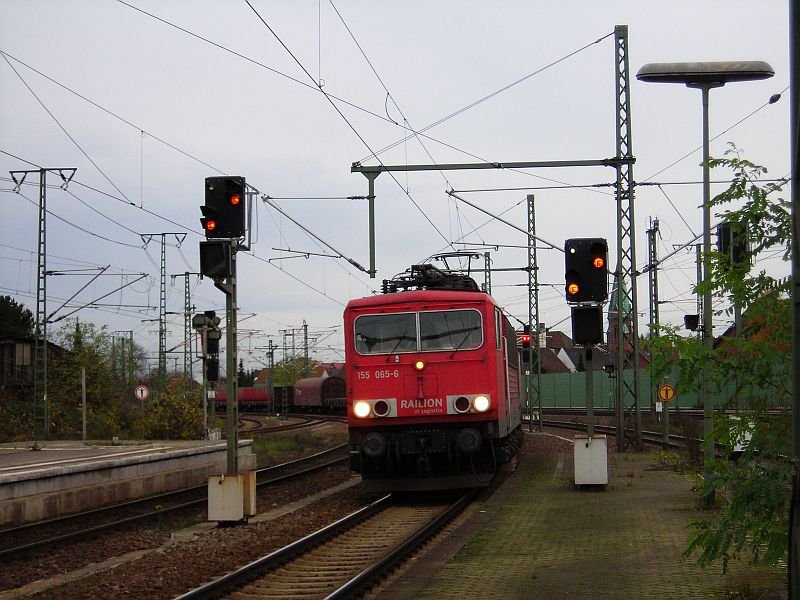 155 065 bei der Einfahrt von Lehrte