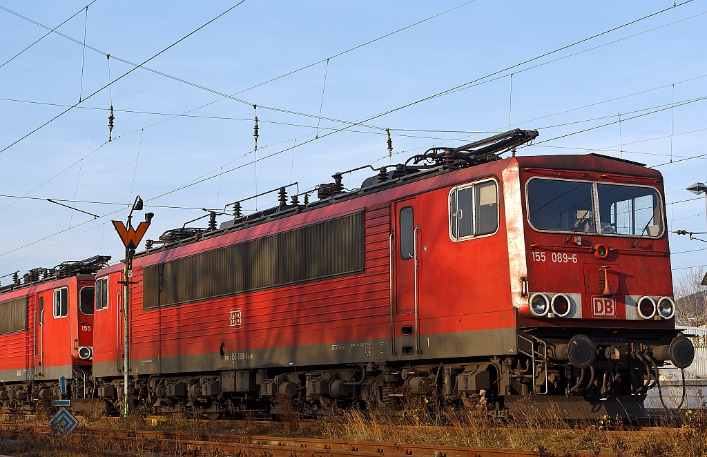 155 089-6 der DB Schenker Rail abgestellt am 19.11.2011 in Kreuztal.