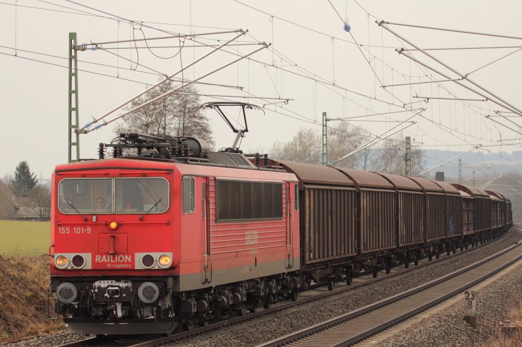 155 101-9 DB Schenker Rail bei Staffelstein am 26.03.2013.