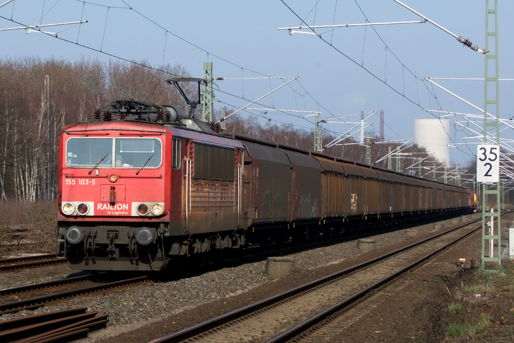 155 103-5 auf der Hamm-Osterfelder Strecke in Recklinghausen-Suderwich 23.3.2012