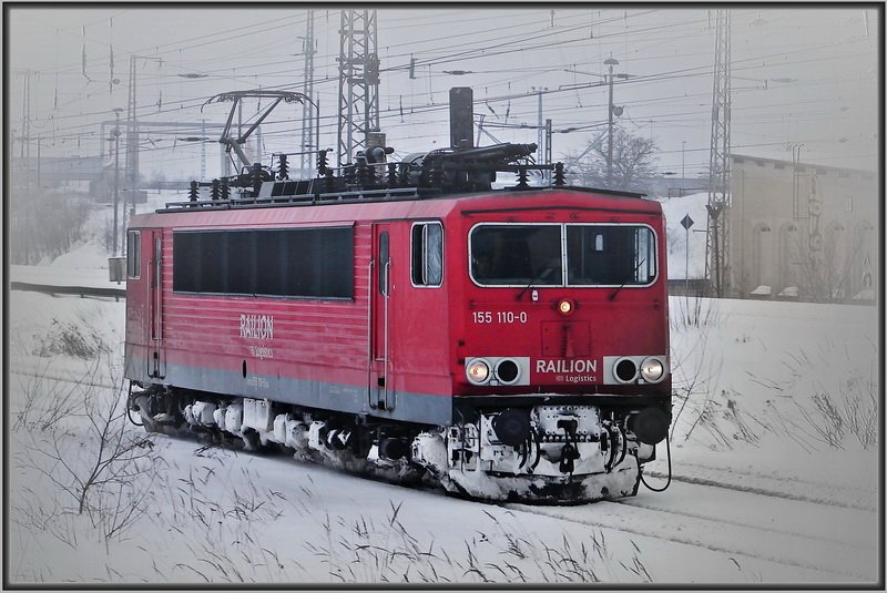 155 110-0 Tfzf aus Mukran. Kleine Bilderspielerei vom Frank Kropp und mir.