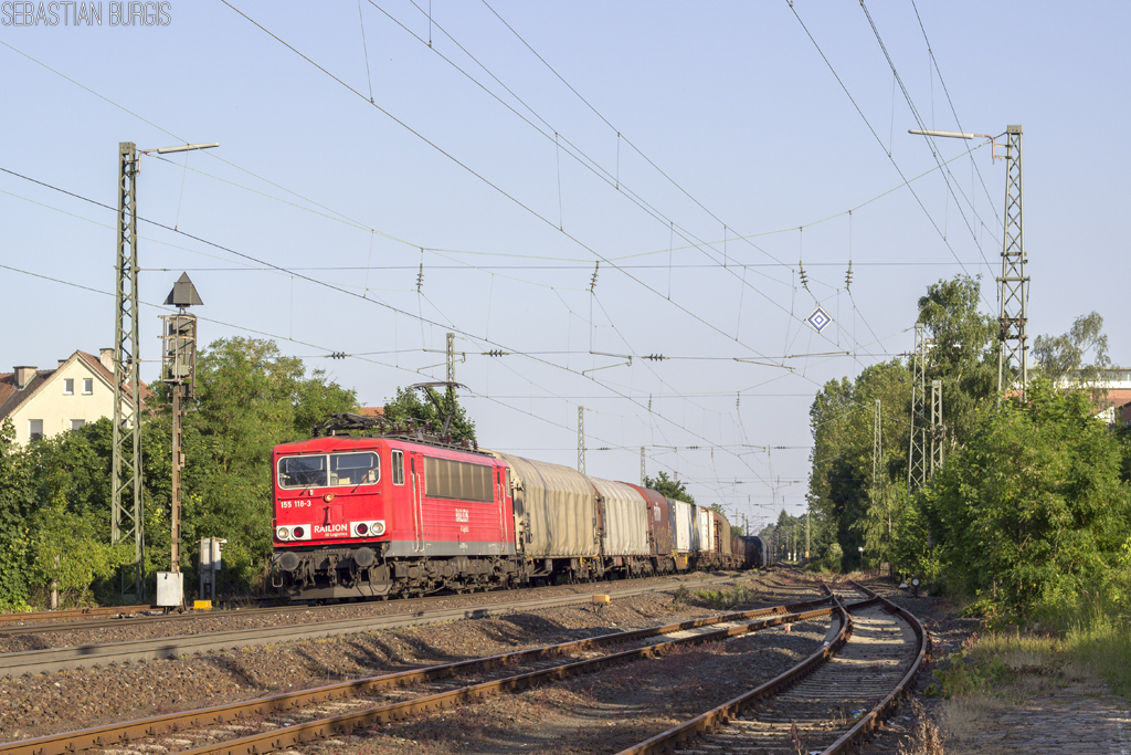 155 118-3 mit einem gemischten Gterzug in Bamberg (19.06.2013)