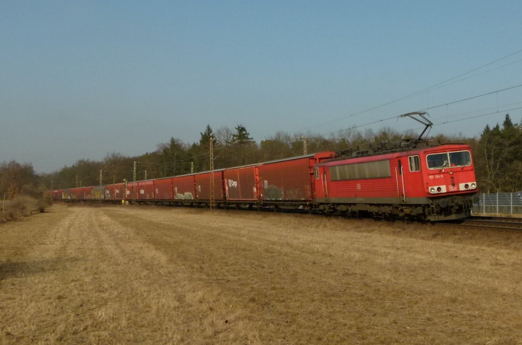 155 134-9 ist mit dem Audizug am 03.01.2012 bei Waghusel