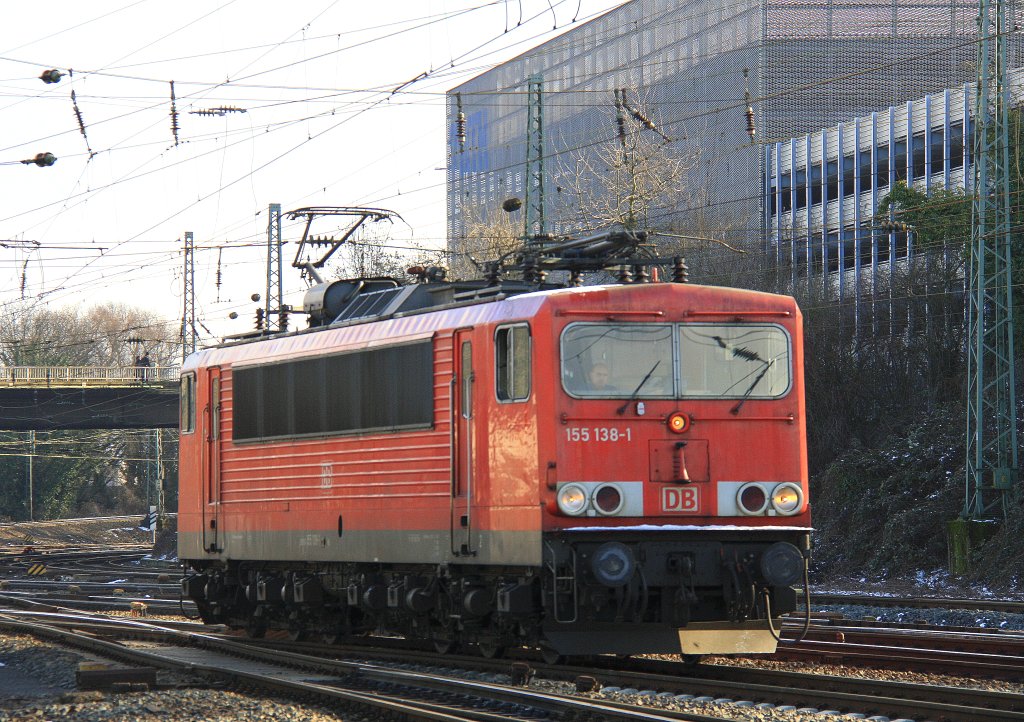 155 138-1 DB rangiert in Aachen-West bei Sonnenschein am Rosenmontag 20.2.2012.