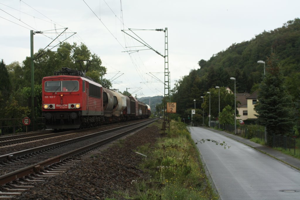 155 183-7 fuhr am 27.08.11 durch Leubsdorf.