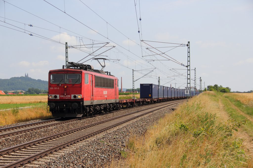 155 191-0 DB Schenker Rail bei Staffelstein am 15.07.2013.