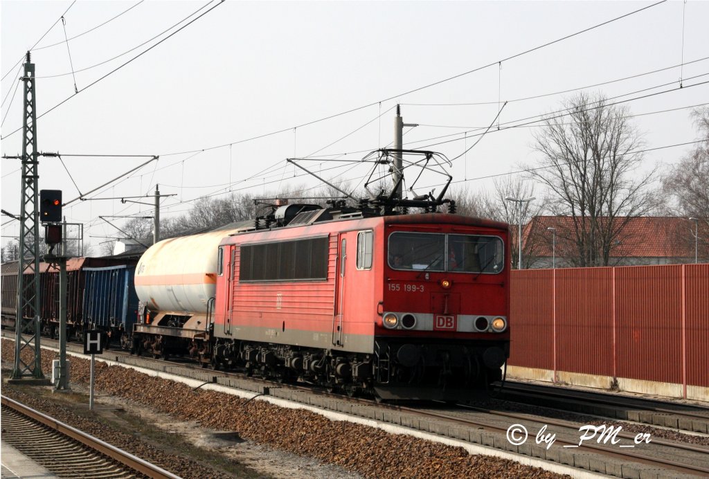 155 199-3 mit gemischten Gterzug in Richtung Wustermark am 31.3.2011