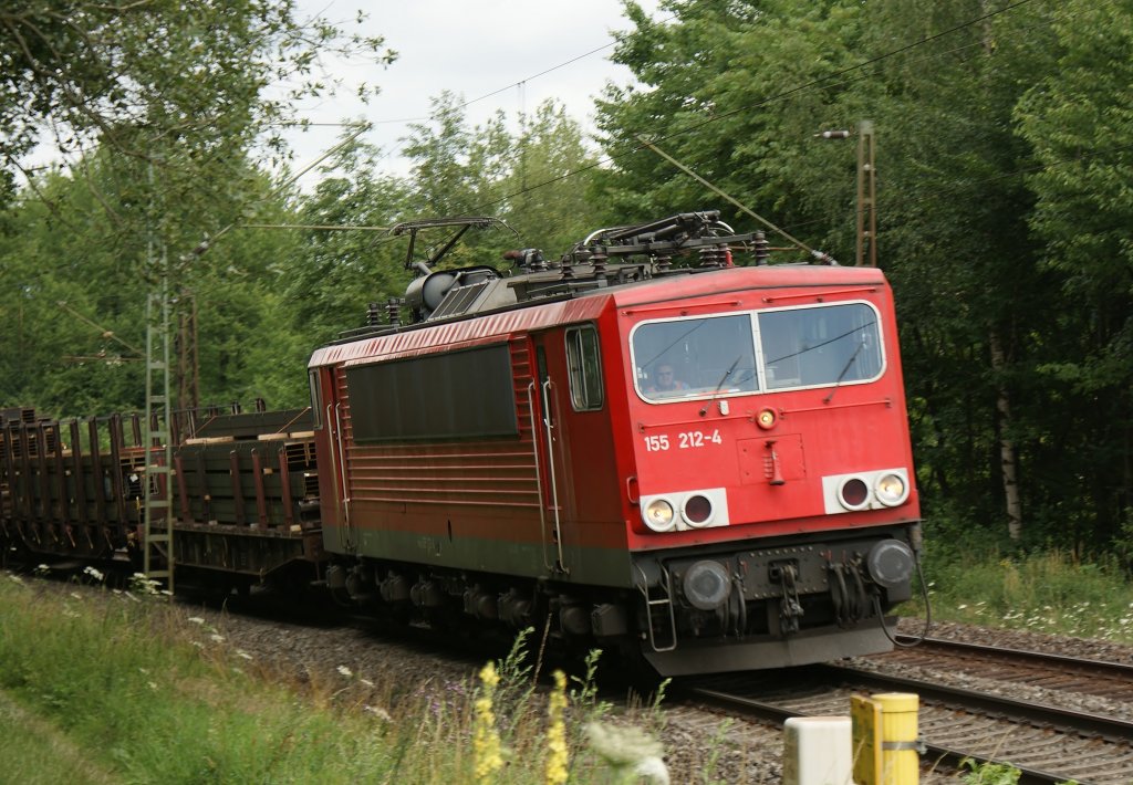 155 212-4 mit Gz.kurz hinter Bad Hersfeld Richtung Fulda am 14.07.2011