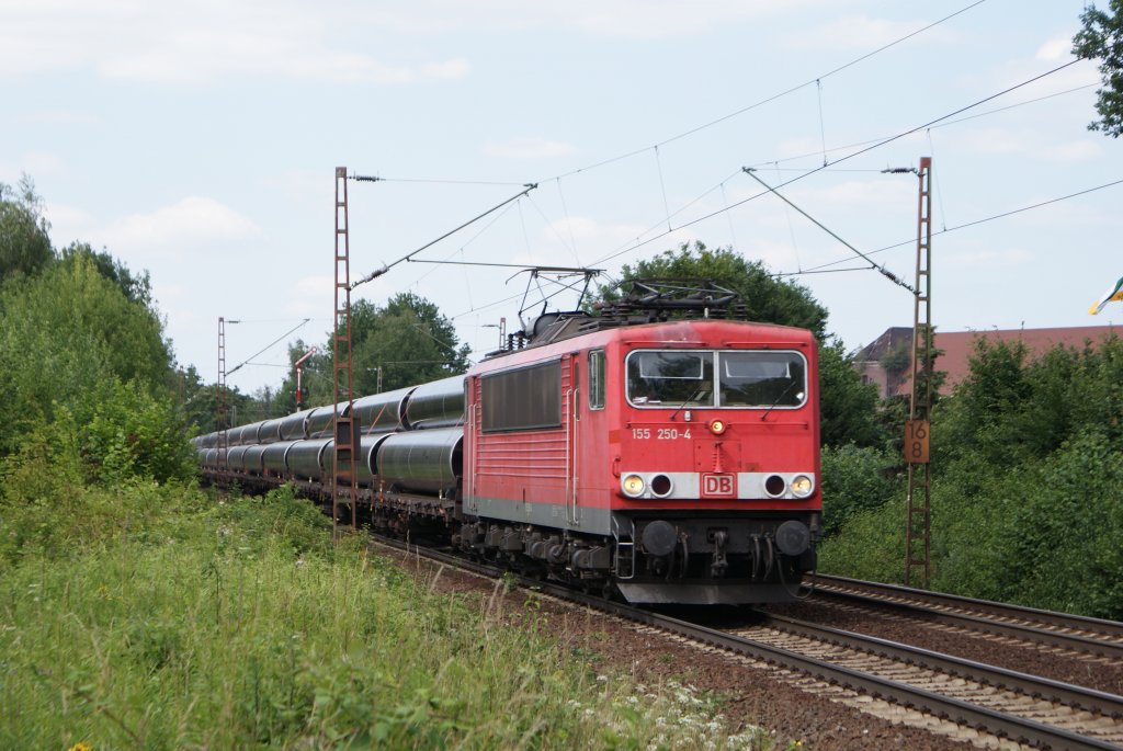 155 250-4 mit Rohren aus Mlheim Styrum in Hannover Limmer am 24.06.09