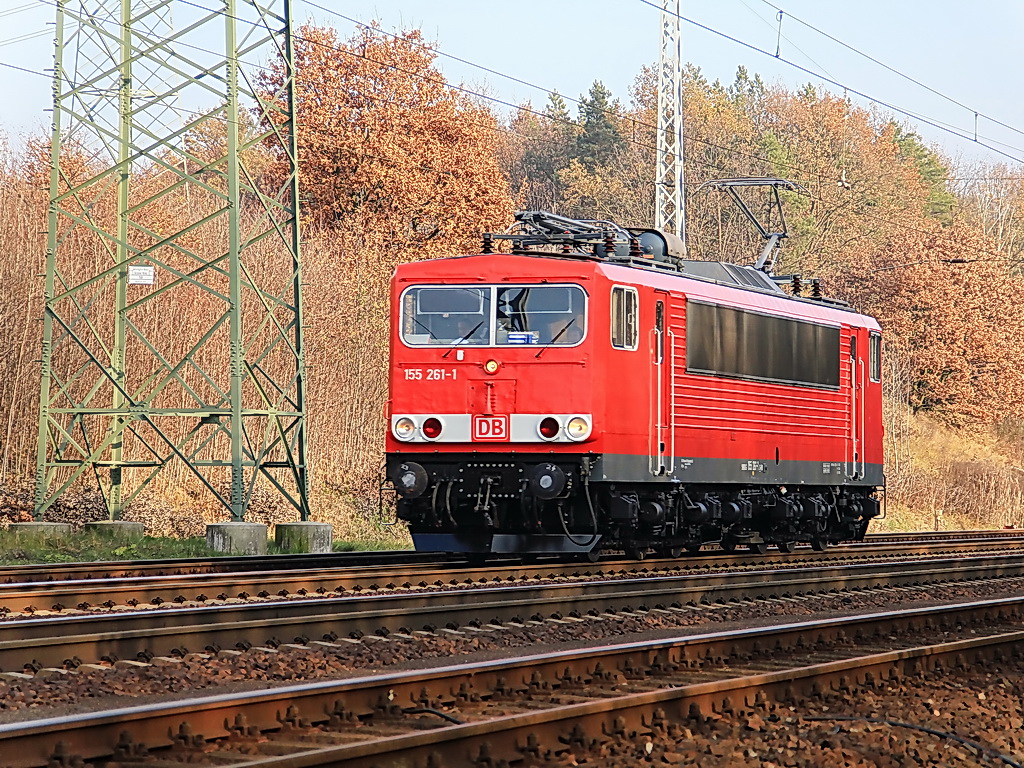 155 261-6 durchfhrt am 22. November 2011 Diedersdorf in Brandenburg als Leerzug.