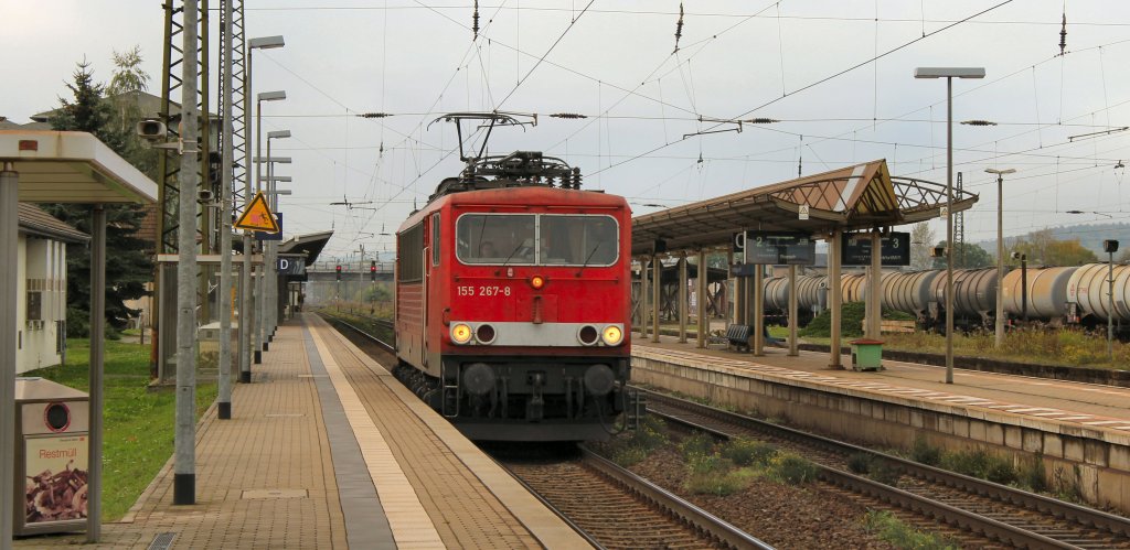 155 267-8 auf Solofahrt in Naumburg (Saale) Hbf; 13.10.11