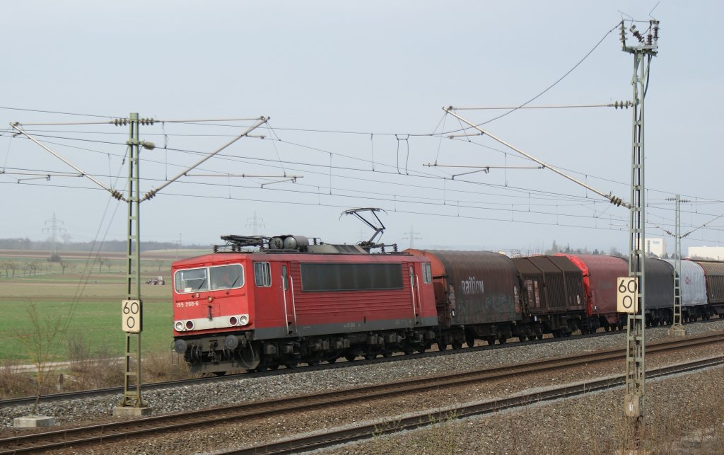 155 268-6 mit Gz bei Iphofen am 29.03.2012