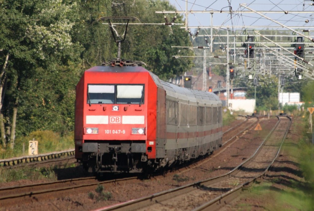 16.9.2012 zwischen Bernau und Zepernick n�hert sich IC 1956 mit 101 047 dem Fotografen.