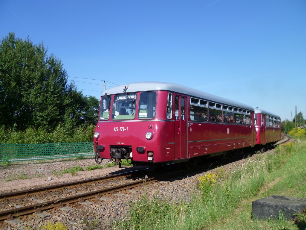 172 171-1 fuhr am 20.08.11 in Chemnitz-Hilbersdorf beim SEM ein.
