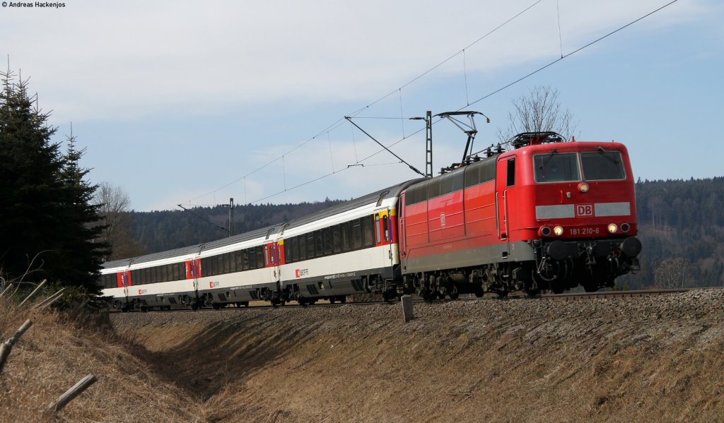 181 210-6 mit dem IC 280 (Zrich HB-Stuttgart Hbf) bei Mhringen 10.3.12