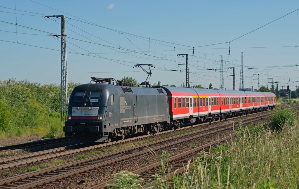 182 501 zog am 22.06.13 eine RB von Halle(S) nach Eisenach durch Grokorbetha.