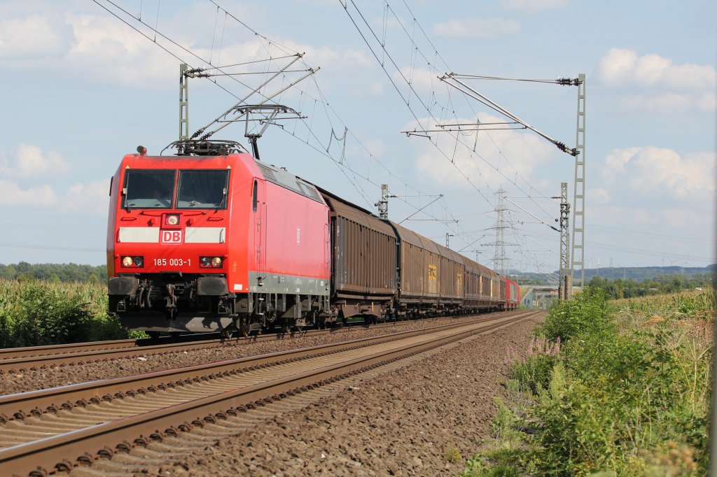 185 003 am 17.08 mit dem Umleiter von Warburg Richtung Soest.