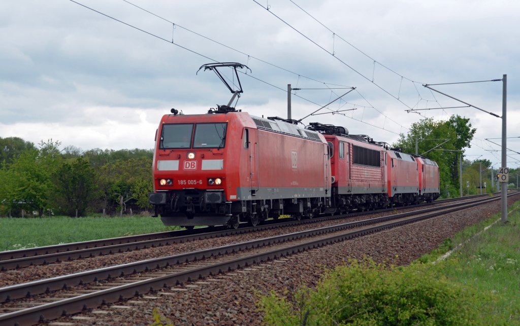 185 005 fhrte am 06.05.12 einen Lokzug durch Jenitz Richtung Bitterfeld.