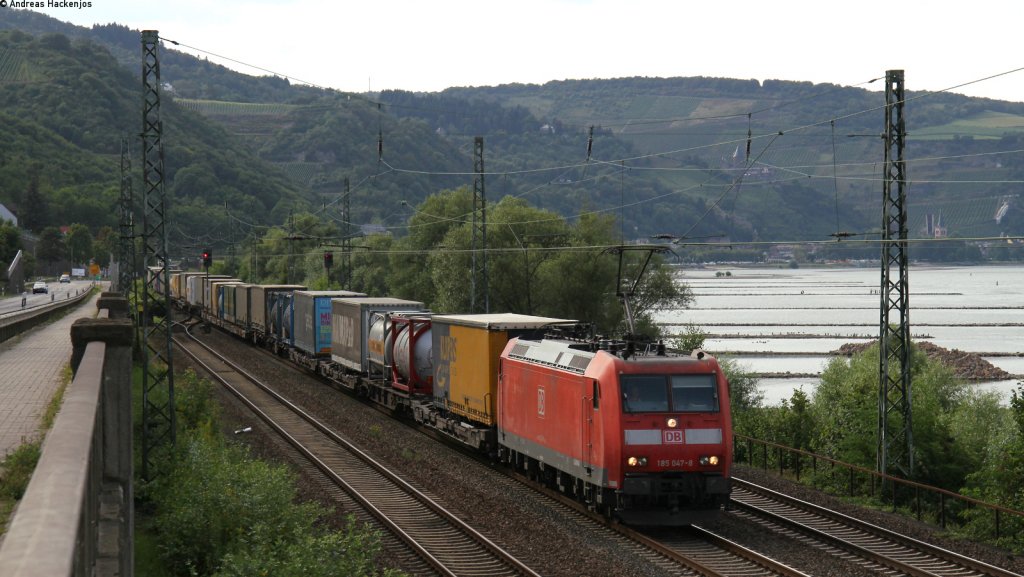 185 047-8 mit einem KLV Zug bei Niederheimbach 3.8.12