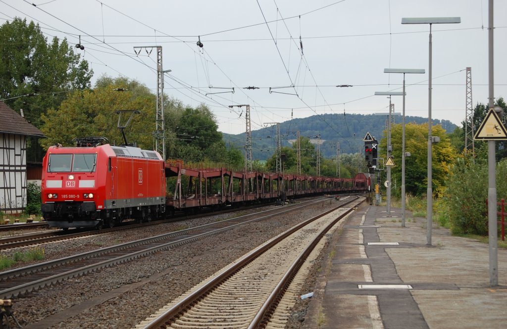 185 080-9 mit CSQ 60081 Bremerhaven Kaiserhafen - Sindelfingen, am 7.9.2010 in Kreiensen